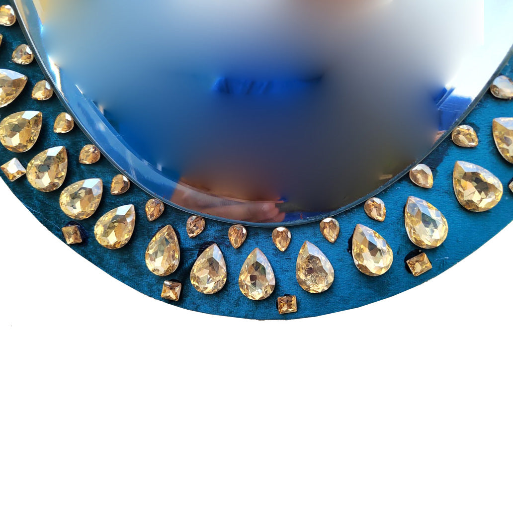 TriBro Oval Shape LuXury Handmade Wall Mirror with Blue and Gold color