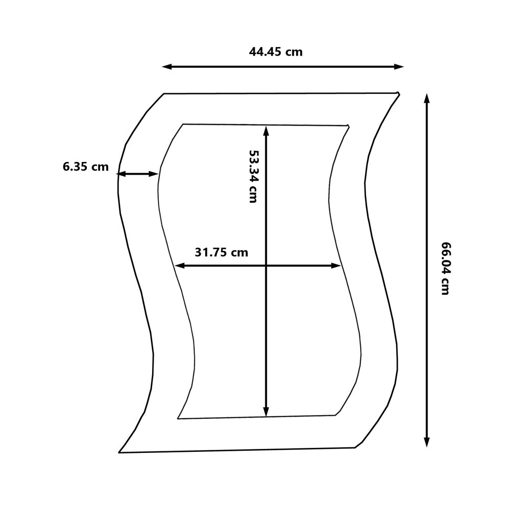 TriBro S-Shape Handmade wall Mirror in Grey dimensions