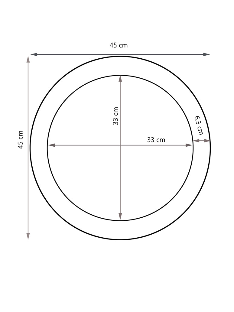 TriBro Round Shape Meticulously Handmade Wall Mirror dimensions